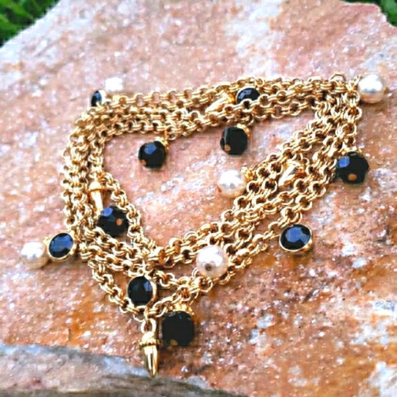 Vtg Swarovski Crystal Gold Charm Necklace Necklace - Picture 5 of 6